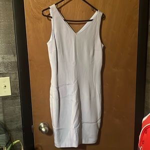 Classic Sleeveless V-Neck Light Blue Sheath Dress